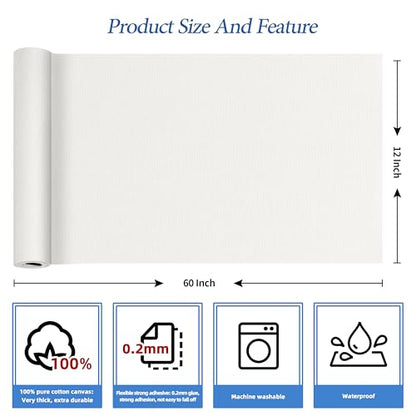 KING MOUNTAIN Canvas Iron on Patch,12"×60",Waterproof 100% Cotton Fabric Repair Patch,Used for Various Sofa,Tent,Clothes,Seats,Suitcases (White,Waterproof) - color: White, size: Canvas-12x60