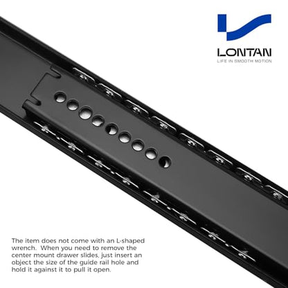 LONTAN 5 Pcs 16 Inch Black Center Mount Drawer Slides - size: 16 Inch