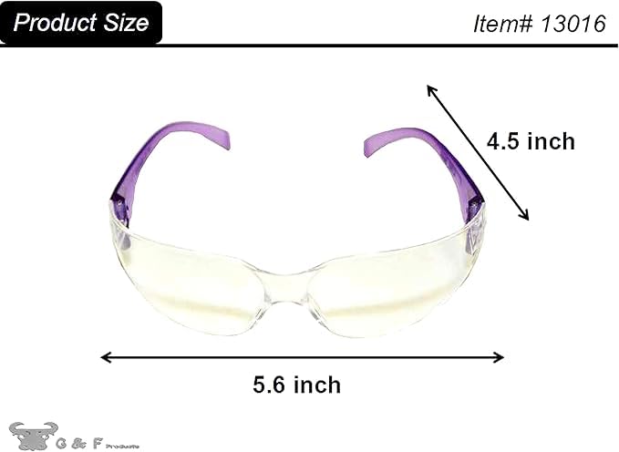 G & F Products EyePRO Safety Glasses, Impact Resistant, UV400 Protection, Clear Polycarbonate Lenses, Scratch & Anti-Fog, ANSI Z87.1 Certified, Adjustable Temples, Unisex, 6/12 Pack - style: Clear Lens 6 Pack Safety Glasses