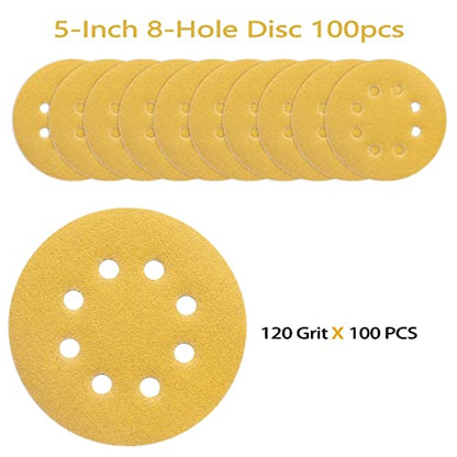 100PCS 5 Inch Sanding Discs 120 Grit Random Orbit Sander Sandpaper - style: Advanced Aluminum Oxide