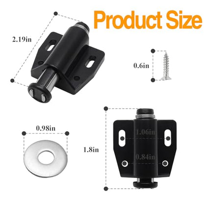 BokWin 8 PCS Magnetic Touch Latch, Black Push Open Cabinet Door Latches and Catches Magnetic Pressure Touch Release with Screws