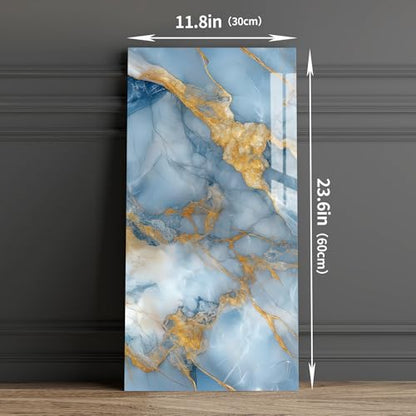 Haimin 3D Wall Panels Peel and Stick Marble Tile Look 10 Pack Waterproof - color: Gilded Blue