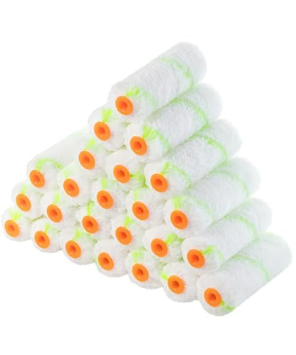 Bates- 4 Inch Paint Roller Covers, 24 Pack, 1/2" Nap, Green Stripes, Microfiber Paint Roller 4 Inch - color: Green Stripes, size: 4" x 1/2", 24 Pack