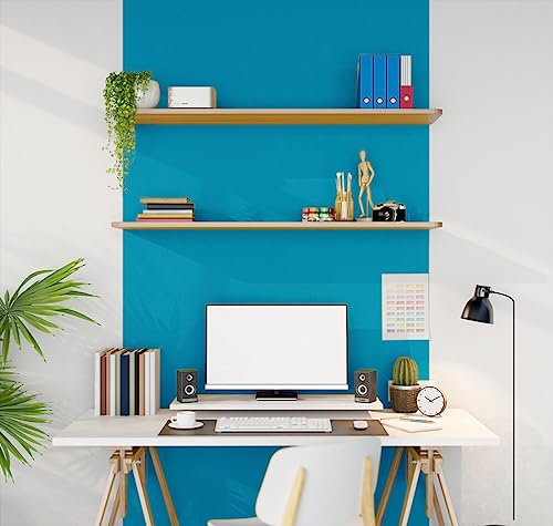 15.7"x118" Peel and Stick Wallpaper - Blue for Bedroom and Bathroom - Renter Friendly Removable Vinyl Matte - color: Lake Blue, size: 15.7" x 118"
