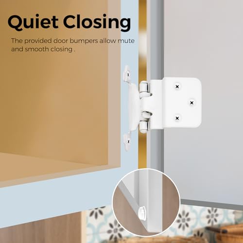 30 Pack 15 Pair White Cabinet Hinges, 3/8" Inset Semi-Concealed Hinges - color: White, size: 3/8" Inset