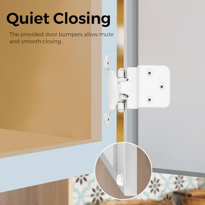30 Pack 15 Pair White Cabinet Hinges, 3/8" Inset Semi-Concealed Hinges - color: White, size: 3/8" Inset