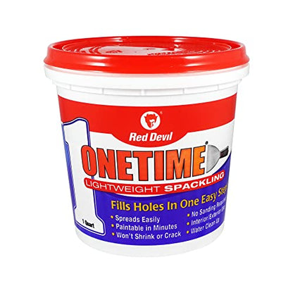 Red Devil 0544 ONETIME Lightweight Spackle Wall Repair, Spackling for Holes Drywall, 1 Quart, White, Made in USA - size: Pack of 1, style: 1 Quart