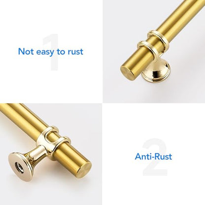 HOME EDIT Gold Cabinet Handles, T-Bar Single Hole, 15 Pack - color: Brushed Brass, size: Single Hole