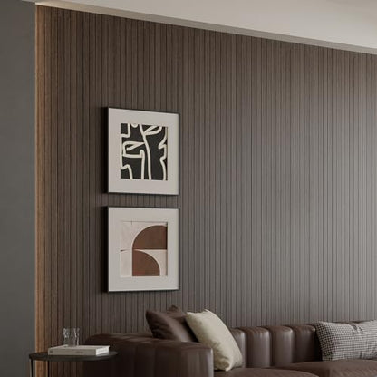 Yutianli PVC Slat Wall Panel Peel and Stick 118"x 15.7" Faux Wood Slat Panel Artificial Smoked Wood Grain Self-Adhesive Soundproof 3D Wall Panel for Walls and Ceilings - color: Smoked, size: 118"x15.7"