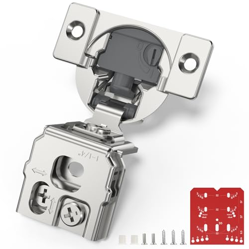 Chibery 10 Pack 1-1/4” Overlay 4D Soft Close Cabinet Hinges, Concealed Face Frame, Adjustable Closing Speed, 105° Opening Smooth Slow, Hidden Self Closing for Kitchen Corner, Cupboard (with Template) - size: 1-1/4” Overlay