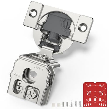 Chibery 10 Pack 1-1/4” Overlay 4D Soft Close Cabinet Hinges, Concealed Face Frame, Adjustable Closing Speed, 105° Opening Smooth Slow, Hidden Self Closing for Kitchen Corner, Cupboard (with Template) - size: 1-1/4” Overlay