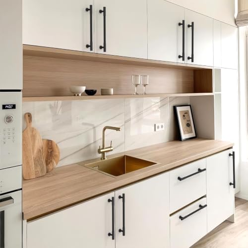 10 Pack Matte Black Cabinet Pulls 6 Inch(152mm) Kitchen Cabinet Handles Cabinet Hardware for Drawer Pulls - color: Matte Black, size: 6" Hole Center