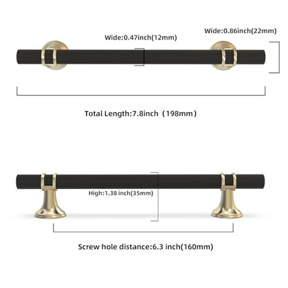 10 Pack 6-1/4 Inch Cabinet Pulls knurled Matte Black and Brushed Gold Kitchen Cabinet Handles Aluminum and Zinc Alloy Drawer Pulls Solid Cabinet Hardware - color: Black and Brushed Gold Knurled, size: 6-1/4'' Hole Center(160mm)