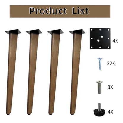 QLLY 26 Inch Solid Wood Table Legs, Wood Furniture Replacement Leg, Walnut - color: Walnut, size: 26"