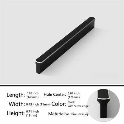 5 Pack Black Cabinet Pulls with Silver Edge - Kitchen Hardware Handles for Dresser Drawers -T Shape Cabinet Hardware (5.82 inch,Black with Silver Edge) - color: Black with Silver edge, size: 5.82 inch