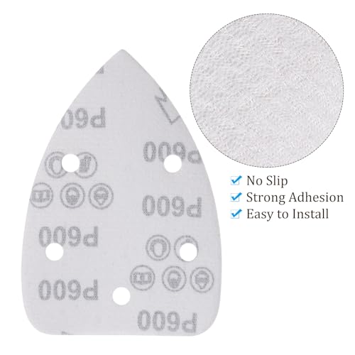 50pcs Mouse Sander Detail Sandpaper 600Grit 3.5"x5.5" Triangle - size: 600 grit