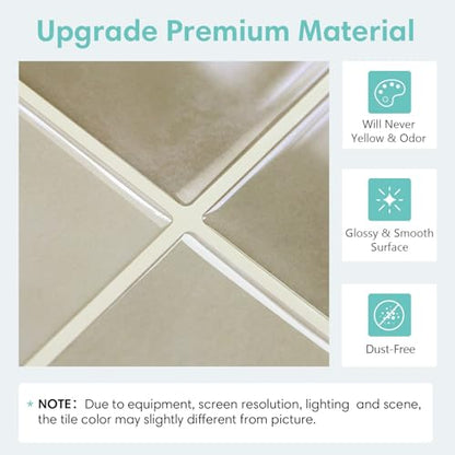 Commomy Thicker Peel and Stick Tiles 10 pcs of 12" x 12" - color: Glossy Gradient Taupe & Thicker Design