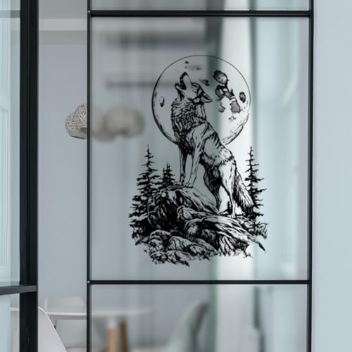Peacoblue Howling Wolf Rub On Transfers for Furniture 6"x12" - style: Black and White Howling Wolf