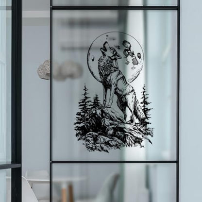 Peacoblue Howling Wolf Rub On Transfers for Furniture 6"x12" - style: Black and White Howling Wolf