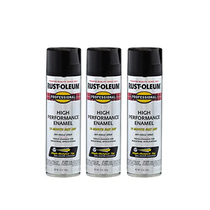 Rust-Oleum Professional High Performance Flat Black Spray Paint - color: Flat Black, size: 15 Ounce (Pack of 3)