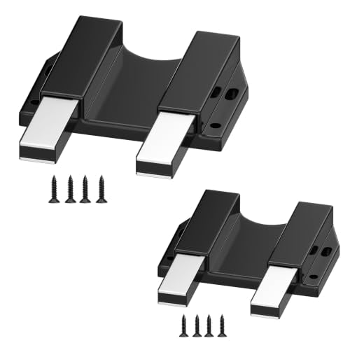 TONITRUI Heavy Duty Magnetic Push Latch, Double Push-to-Open Touch Latch for Kitchen Cabinet Doors, Push Release Pop Out Catch for Drawer Closure, Black Cabinet Hardware (2 Pack) - color: Black-Double