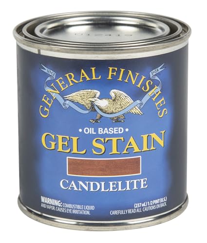 General Finishes Oil Base Gel Stain, 1/2 Pint, Candlelite - color: Candlelite, size: 1 Half-Pint