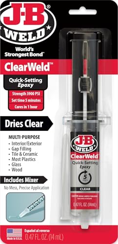 J-B Weld ClearWeld 5 Minute Epoxy, Clear, 14ml w/Static Mixer, (50114H)