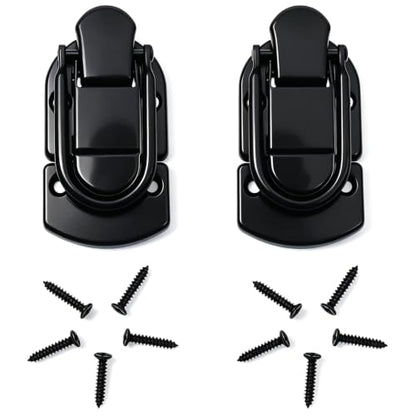 2 PCS Retro Toggle Latch Black Antique Flat Hasp Metal Duck Billed Hasp Lock for Wooden Box and Cabinet Decorative