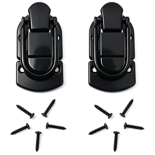 2 PCS Retro Toggle Latch Black Antique Flat Hasp Metal Duck Billed Hasp Lock for Wooden Box and Cabinet Decorative