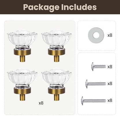 8 Pack Antique Brass Cabinet knobs Glass Cabinet Knobs and Pulls - color: Antique Brass, size: 8 Pack (36mm)