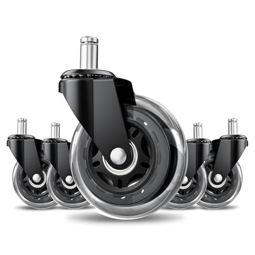 3" Office Chair Wheels 5-Pack Heavy Duty - color: Clear