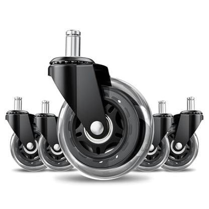 3" Office Chair Wheels 5-Pack Heavy Duty - color: Clear