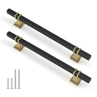 25 Pack 6-1/4 Inch Black and Champagne Bronze Cabinet Pulls - color: Black & Champagne Bronze, size: 6-1/4 inch (160mm) Hole Center Pull