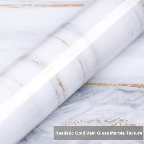 ICOOP White Marble Grey Gold Vein Contact Paper for Countertops 15.8"×276" - color: White Gold Grey, size: 15.8" x 276"