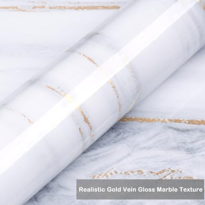 ICOOP White Marble Grey Gold Vein Contact Paper for Countertops 15.8"×276" - color: White Gold Grey, size: 15.8" x 276"