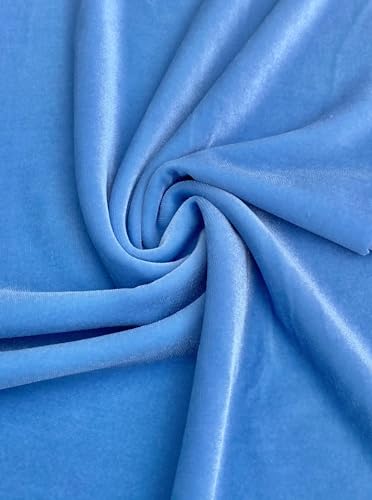 Premium Stretch Velvet Fabric by The Yard - Wrinkle-Resistant - Soft - Upholstery Fabric - Polyester Spandex Blend - for Clothing and Crafts - Resistant – 58-60 Inches Wide (Baby Blue, 1 Yard) - color: Baby Blue, size: 1 Yard