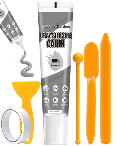 6-in-1 Gray Silicone Caulk Waterproof, High Adhesion & Elasticity