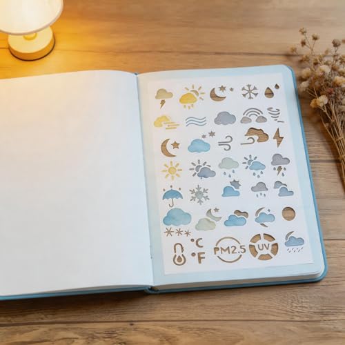 TIAMECH A4 Reusable Weather Icons Stencil for Painting - color: Weather Icons