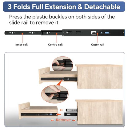 20 Inch Push to Open and Soft Close Drawer Slides,Full Extension,1 Pair - size: 20 Inch