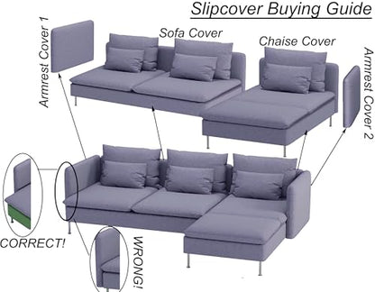 Heavy Velvet SODERHAMN Chair Cover Compatible with IKEA Sofa Slipcover - color: Velvet Light Blue, size: 1 Seat Section