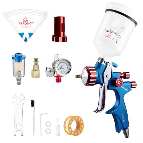 HVLP Air Spray Gun Kit 1.4mm, Professional Automotive Paint Sprayer - color: Blue-red, size: 1.4mm