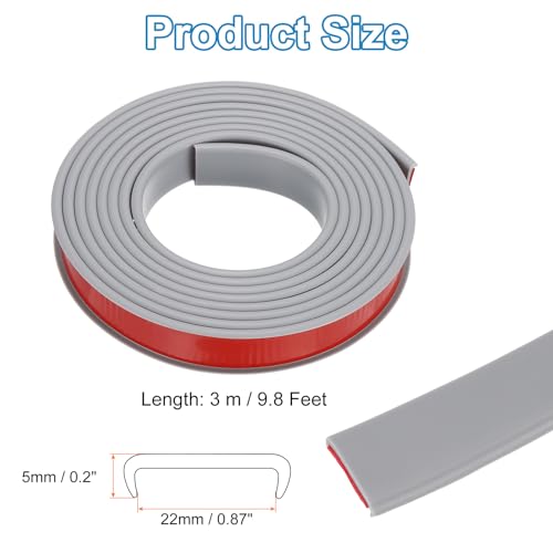 PATIKIL TPE U-Shape Edge Banding, 7/8 Inch x 9.8ft Self Adhesive Flexible Veneer Edging Trim Furniture Edge Protector for Shelf Cabinet Table Repair Restoration, Grey - size: 9.8Ft x 0.87"