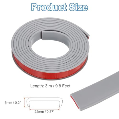 PATIKIL TPE U-Shape Edge Banding, 7/8 Inch x 9.8ft Self Adhesive Flexible Veneer Edging Trim Furniture Edge Protector for Shelf Cabinet Table Repair Restoration, Grey - size: 9.8Ft x 0.87"