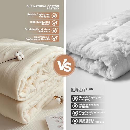 100% Natural Cotton Quilt Batting 59"x79"-Light Weight, Purely All Season Breathable & Soft-Ideal for Quilting, Sewing, Wearable Art & DIY - size: 59"x79"