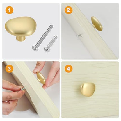 Malimali 10 Pack Brushed Brass Pebble Cabinet Knobs for Dresser Drawers - color: Brushed Brass