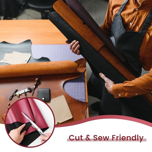 KUUP Smooth PU Faux Leather Fabric Sheets, 1 Yard 54" x 36", 0.8mm Thick - color: Wine Red, size: 1 yard