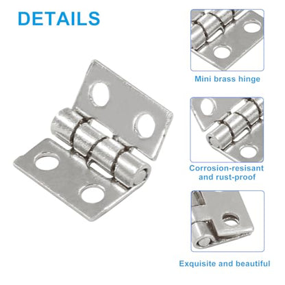 Biaungdo Mini Brass Hinges, 10x8mm, White, 60 Pcs - color: White, size: 10x8mm,60Pcs