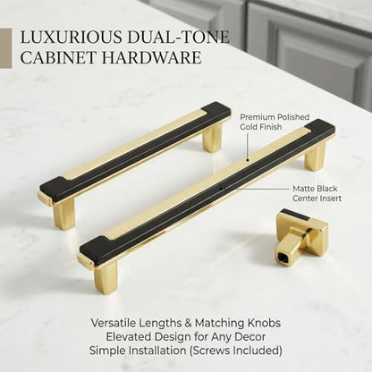 10 Pack Black Gold Cabinet Pulls & Handles, 3.7 Inch Hole Center - color: Black Gold, size: 4.8in/122mm