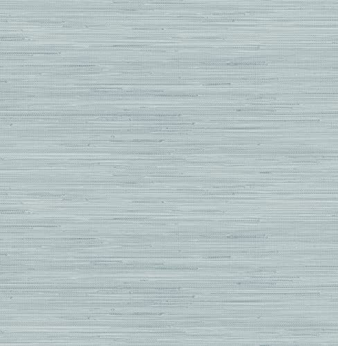NuWallpaper x Society Social Classic Faux Grasscloth Peel and Stick Wallpaper, Sky Blue, Textured Removable Wallpaper, 20.5 in x 18 ft - color: Sky Blue