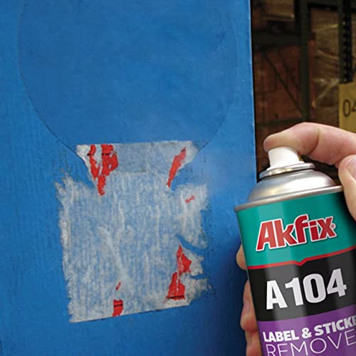 Akfix A104 Sticker Remover Spray - Cleaning Labels on Wood, Glass & Plastic - Safe Decal Remover for Tape, Residue, Gum and Stain Marker, Glue Eraser with Citrus Oil Spray | 6.7 Oz. 12 Pack